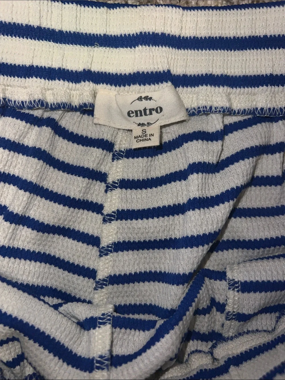 Entro Royal Blue & White Striped Elastic Shorts with Ric Rac Scalloped Hem CUTE! - Picture 10 of 11